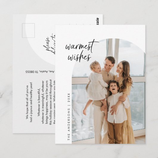 Warmste wensen, familiefoto, Arch Lijst Briefkaart (Voorkant / Achterkant)