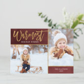 Warmste Wensen Faux Gold Foil 2 Foto Feestdagenkaart (Staand voorkant)