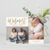 Warmste Wensen Faux Gold Foil 2 Foto Feestdagenkaart (Staand voorkant)