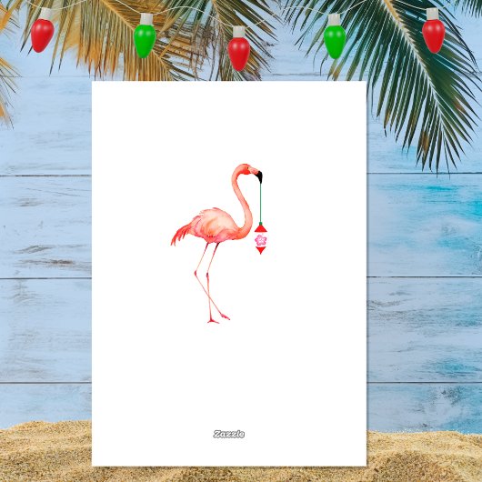 Warmste wensen Flamingo Tropical Beach Kerstmis Feestdagen Kaart