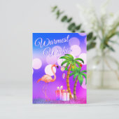 Warmste wensen Flamingo Tropical Beach Kerstmis Feestdagenkaart (Staand voorkant)