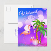 Warmste wensen Flamingo Tropical Beach Kerstmis Feestdagenkaart (Voorkant / Achterkant)