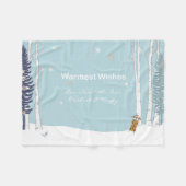 Warmste wensen gepersonaliseerde wintersneeuw scen fleece deken (Voorkant (Horizontaal))