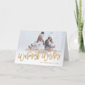 Warmste wensen Gold Script-fotobedekking Feestdagen Kaart (Voorkant)