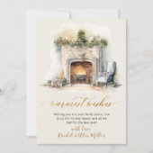 Warmste wensen Gold Script open haard niet foto Feestdagenkaart (Voorkant)
