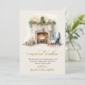 Warmste wensen Gold Script open haard niet foto Feestdagenkaart (Staand voorkant)