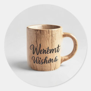 Warmste Wensen: Handgemaakte Houten Werkplaats Mok Ronde Sticker
