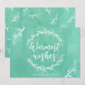 Warmste wensen Holiday Wreater & Waterverf Feestdagenkaart (Voorkant / Achterkant)