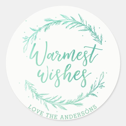 Warmste wensen Holiday Wreater & Waterverf Ronde Sticker (Voorkant)