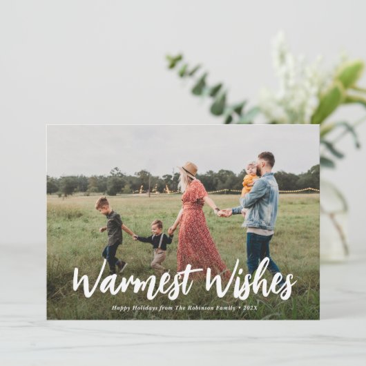 warmste wensen kerst kerstkaart (Staand voorkant)