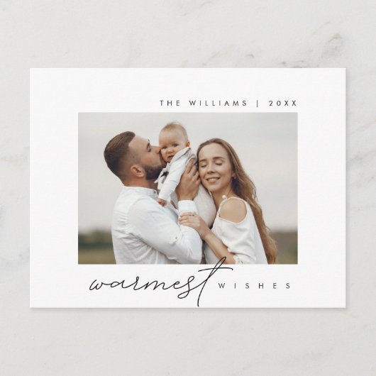 Warmste Wensen, Kerstgroet, Familiefoto Briefkaart (Voorkant)