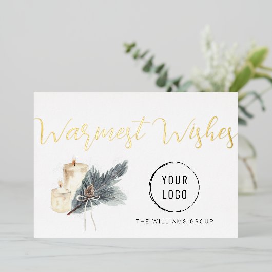 Warmste wensen kerstkaarsen folie feestdagenkaart (Staand Voorkant)