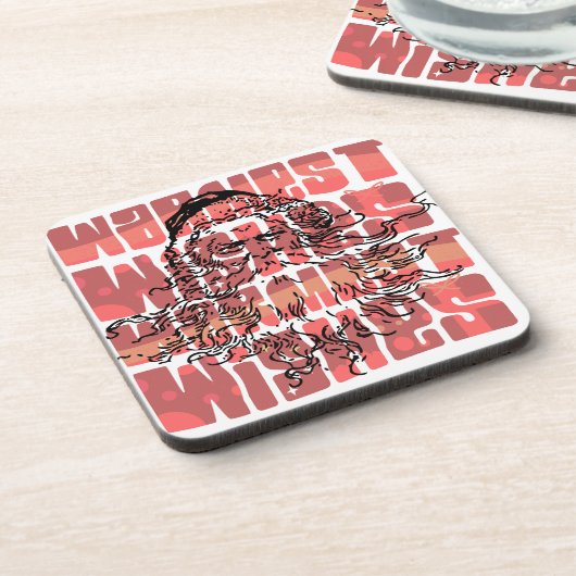 Warmste wensen kerstkerstmis bier onderzetter (Linkerzijde)