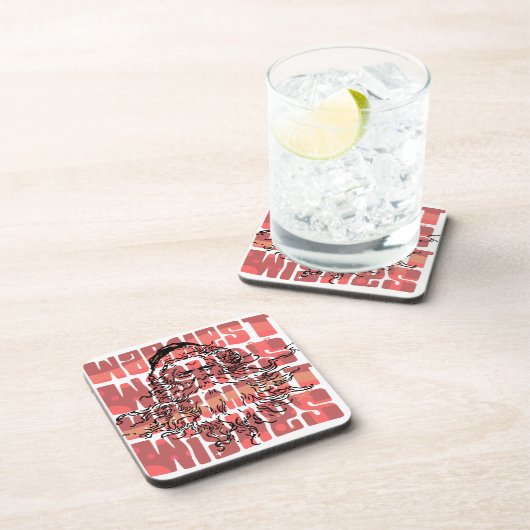 Warmste wensen kerstkerstmis bier onderzetter (Rechterzijde)