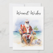 Warmste Wensen Kerstman aan het strand Feestdagenkaart (Voorkant)