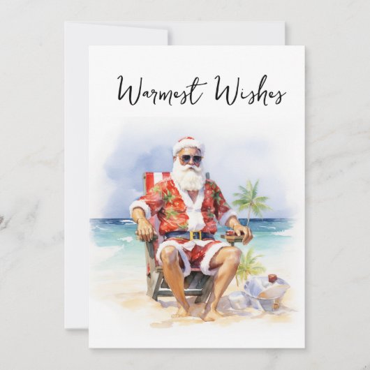 Warmste Wensen Kerstman aan het strand Feestdagenkaart (Voorkant)