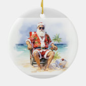 Warmste Wensen Kerstman aan het strand Keramisch Ornament (Achterkant)