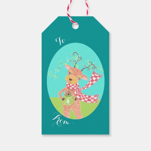 Warmste wensen - Kerstrendier cadeau labels Cadeaulabel (Achterkant)