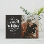 Warmste wensen. Kerstschrift met foto Feestdagenkaart (Staand voorkant)