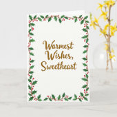 Warmste Wensen Liefste Kerstdag Hulst Kaart (Gele Bloem)