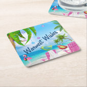 Warmste wensen met kerstavond van de paarse vogels kartonnen onderzetters (Schuin)