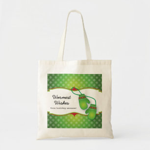 Warmste Wensen met Mitten Christmas Canvas tas