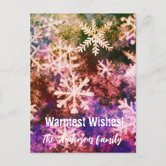 Warmste wensen met sneeuwvlokken feestdagenkaart (Voorkant)