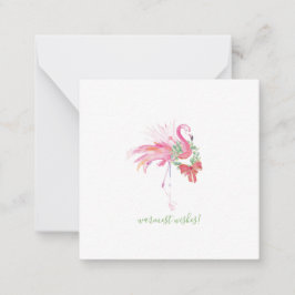 Warmste wensen Mini Pink Flamingo Kerstmis Notitiekaartje