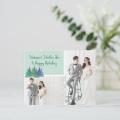 Warmste wensen Modern Blauwgroen | 2 Foto Vakantie Briefkaart (Staand voorkant)