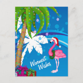 Warmste Wensen Palmbomen Flamingo Beach Kerst Feestdagenkaart