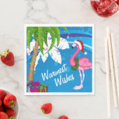 Warmste Wensen Palmbomen Flamingo Beach Kerst Servet (Insitu)