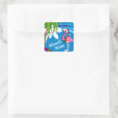 Warmste Wensen Palmbomen Flamingo Beach Kerst Vierkante Sticker (Tas)