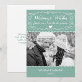 Warmste wensen Quatrefoil Blauwgroen kerstkaart (Voorkant / Achterkant)