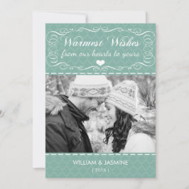 Warmste wensen Quatrefoil Blauwgroen kerstkaart