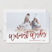 Warmste Wensen Red Script foto overlay Feestdagenkaart (Voorkant)