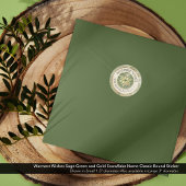 Warmste wensen Sage Green en Gold Snowflake Naam Ronde Sticker