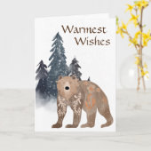 Warmste Wensen Scandi Beer in Kerstmis Bos Kaart (Gele Bloem)