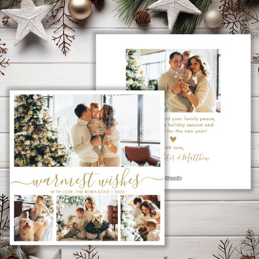 Warmste wensen Script 4 Photo Collage Kerstmis Feestdagenkaart