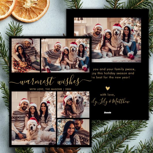 Warmste wensen Script 5 Photo Collage Kerstmis Feestdagenkaart