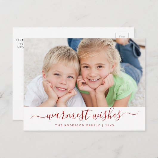 Warmste wensen Script Kerstkaart Feestdagenkaart (Voorkant / Achterkant)