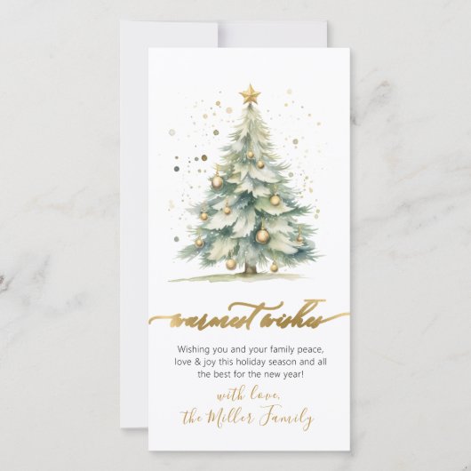 Warmste wensen script niet-foto kerstboom feestdagenkaart (Voorkant)