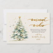 Warmste wensen Script Waterverf kerstboom Feestdagenkaart (Voorkant)