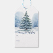 Warmste Wensen Sneeuw Bedekt Evergreen Tree Cadeaulabel (Voorkant)