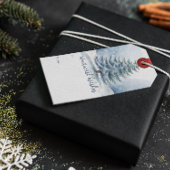 Warmste Wensen Sneeuw Bedekt Evergreen Tree Cadeaulabel