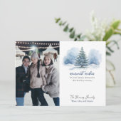 Warmste Wensen Sneeuw Bedekt Evergreen Tree Feestdagenkaart (Staand voorkant)