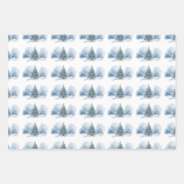 Warmste Wensen Sneeuw Bedekt Evergreen Tree Inpakpapier Vel