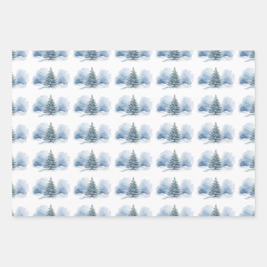 Warmste Wensen Sneeuw Bedekt Evergreen Tree Inpakpapier Vel (Voorkant)