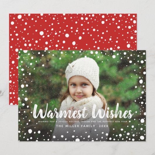 Warmste wensen sneeuw | Vakantie begroetingsfoto Feestdagenkaart (Voorkant / Achterkant)