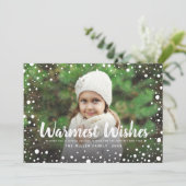 Warmste wensen sneeuw | Vakantie begroetingsfoto Feestdagenkaart (Staand voorkant)