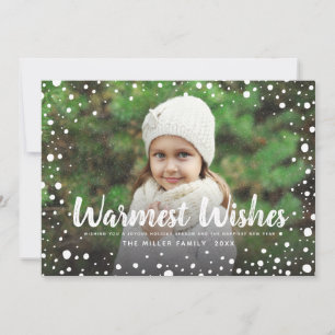 Warmste wensen sneeuw Vakantie begroetingsfoto Feestdagenkaart